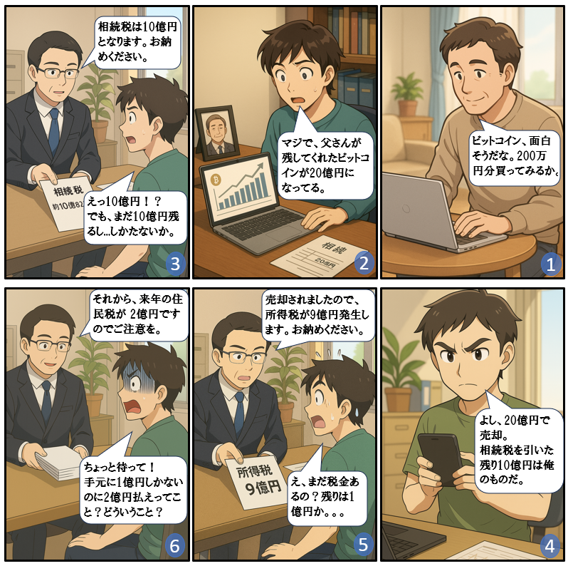 ビットコイン相続で110%課税