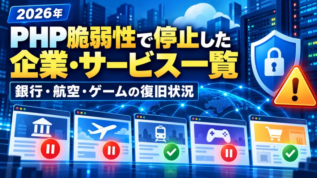 PHP脆弱性で停止した企業サービス一覧